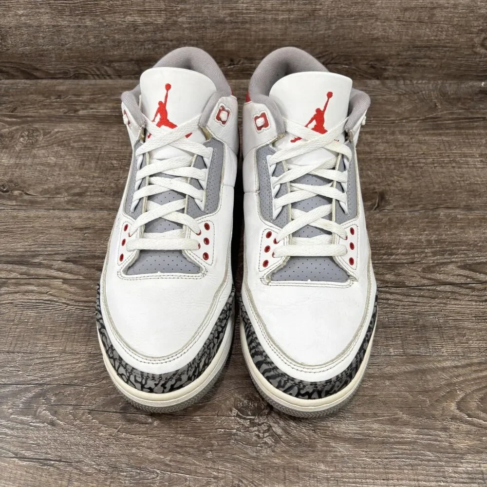 Air Jordan 3 Retro Shoes Men's 10 Fire Red White Cement Nike DN3707-160